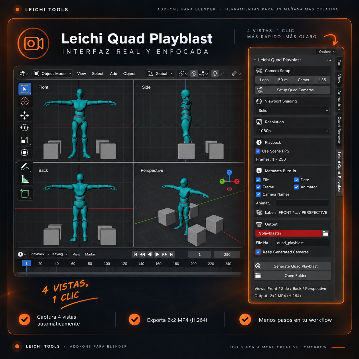 Leichi Quad Playblast para Blender