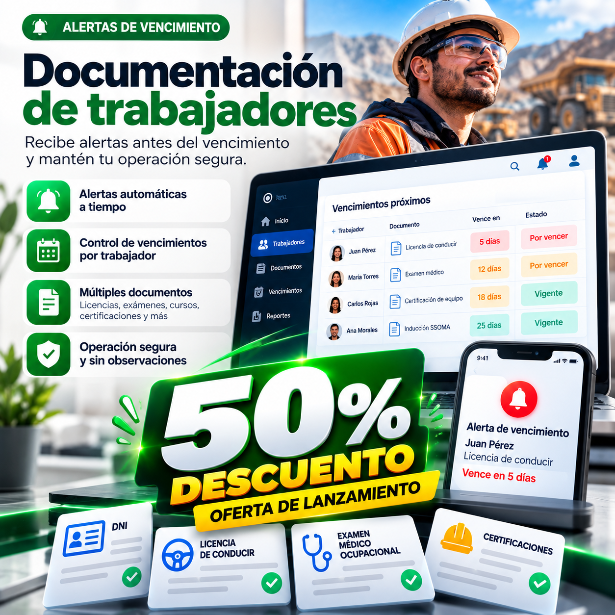 Alertas de vencimiento de documentación de trabajadores